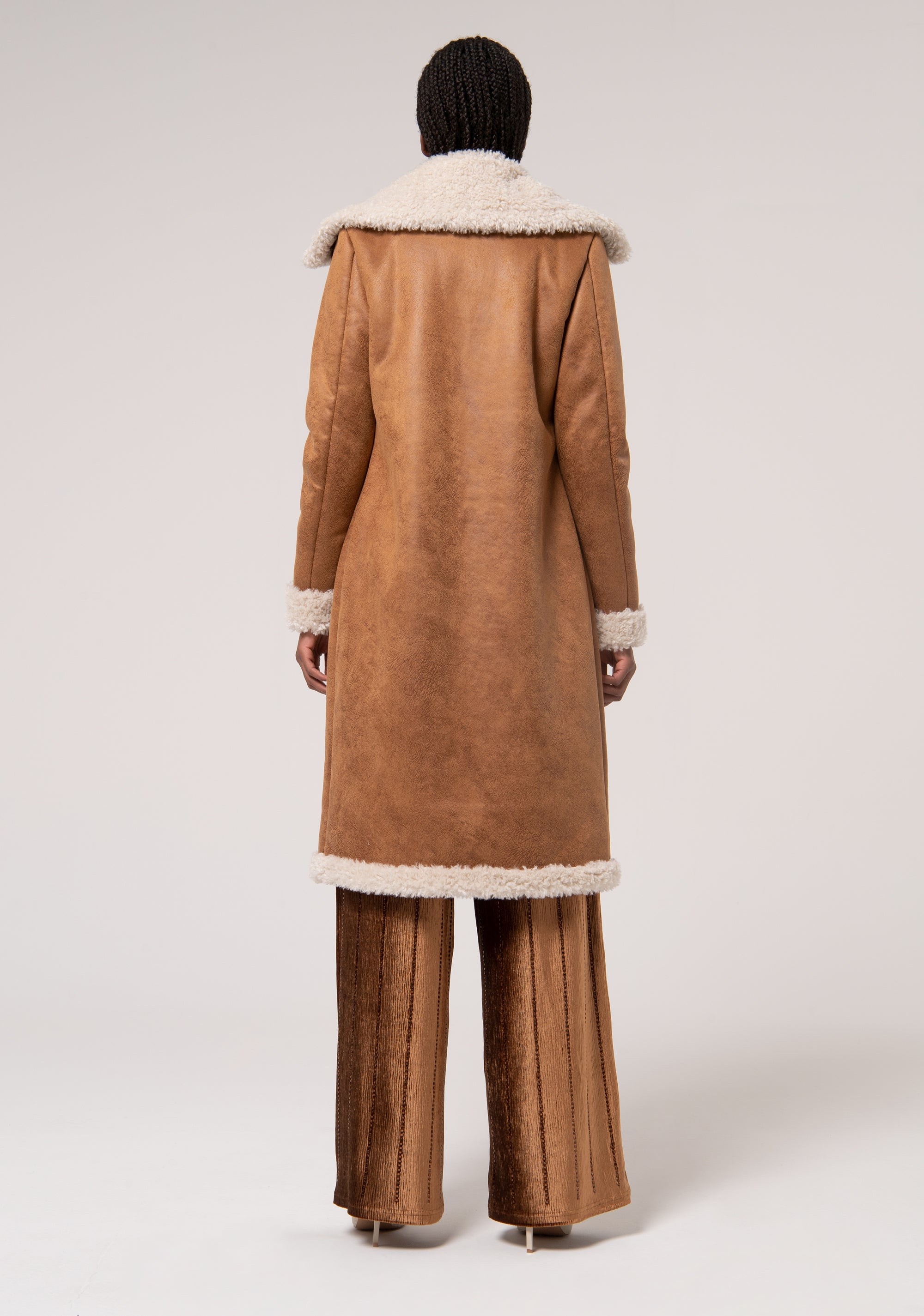 Shearling Fake Biker Fur Coat Leather