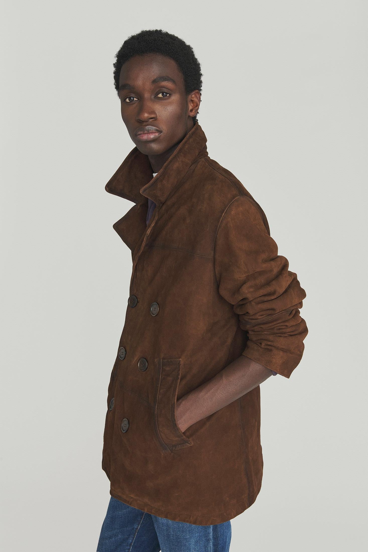 Roy Roger's peacoat suede vintage wash TOBACCO RRU248CK45XXXX C0008 ROY ROGER'S