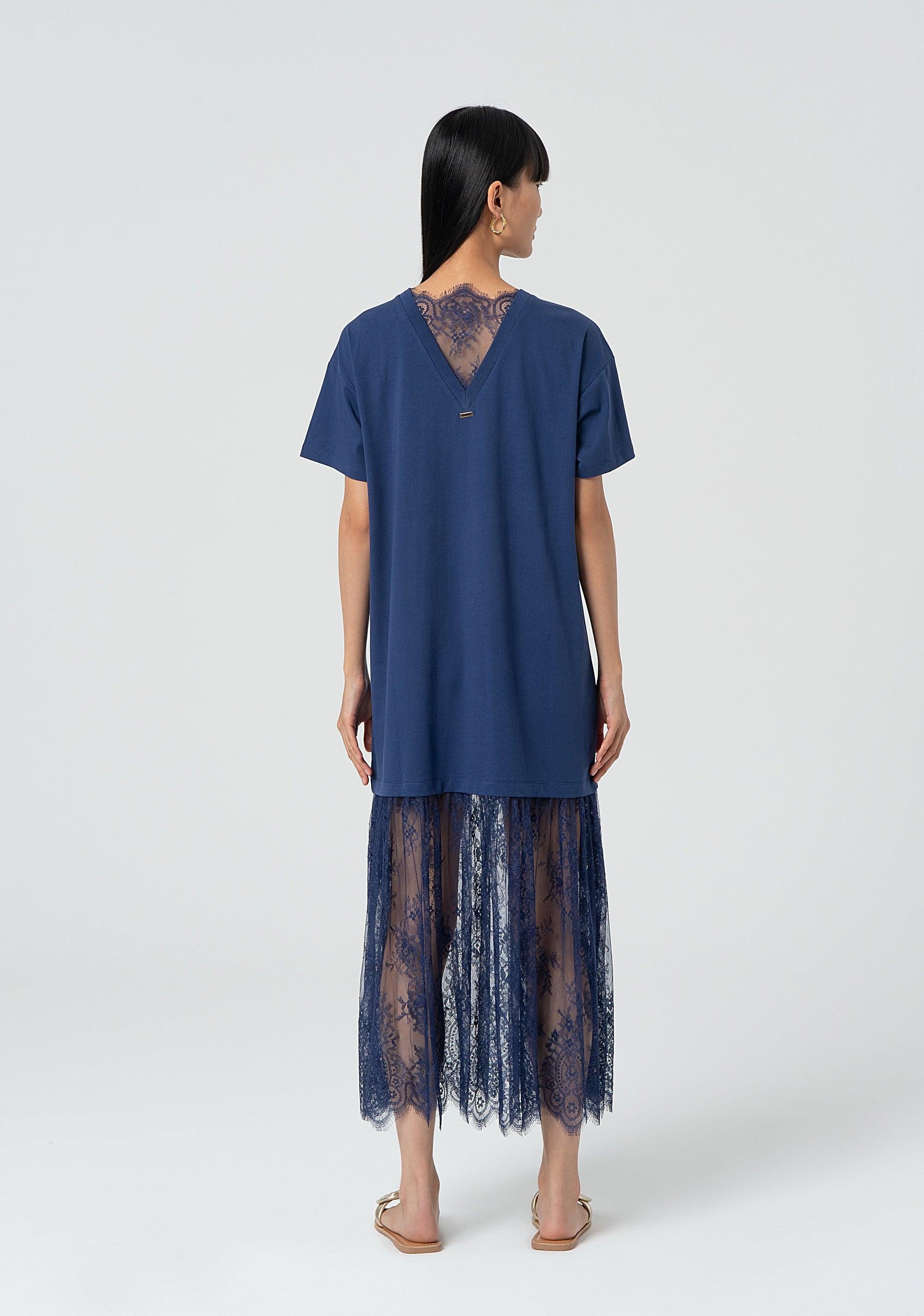 Abito maniche corte regular in felpa blu