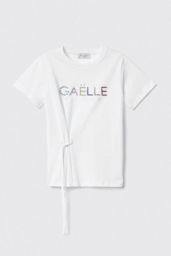 T-shirt Gaelle in jersey con ricamo bianca