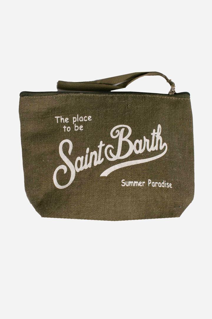 Pochette Aline in lino military con stampa Saint Barth ALI0004 01189H MC2 SAINT BARTH