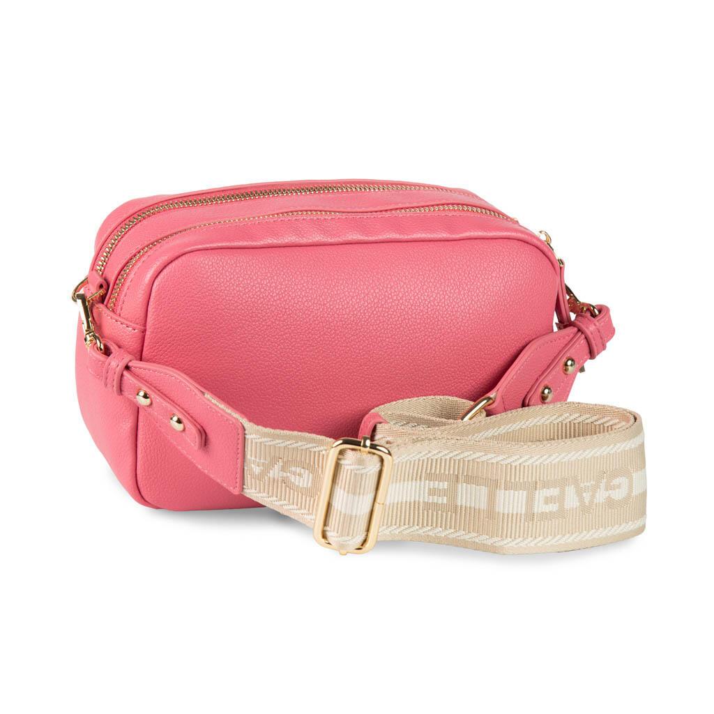 TRACOLLINA DONNA GAELLE IN ECOPELLE CON TRACOLLA A NASTRO FUCSIA
