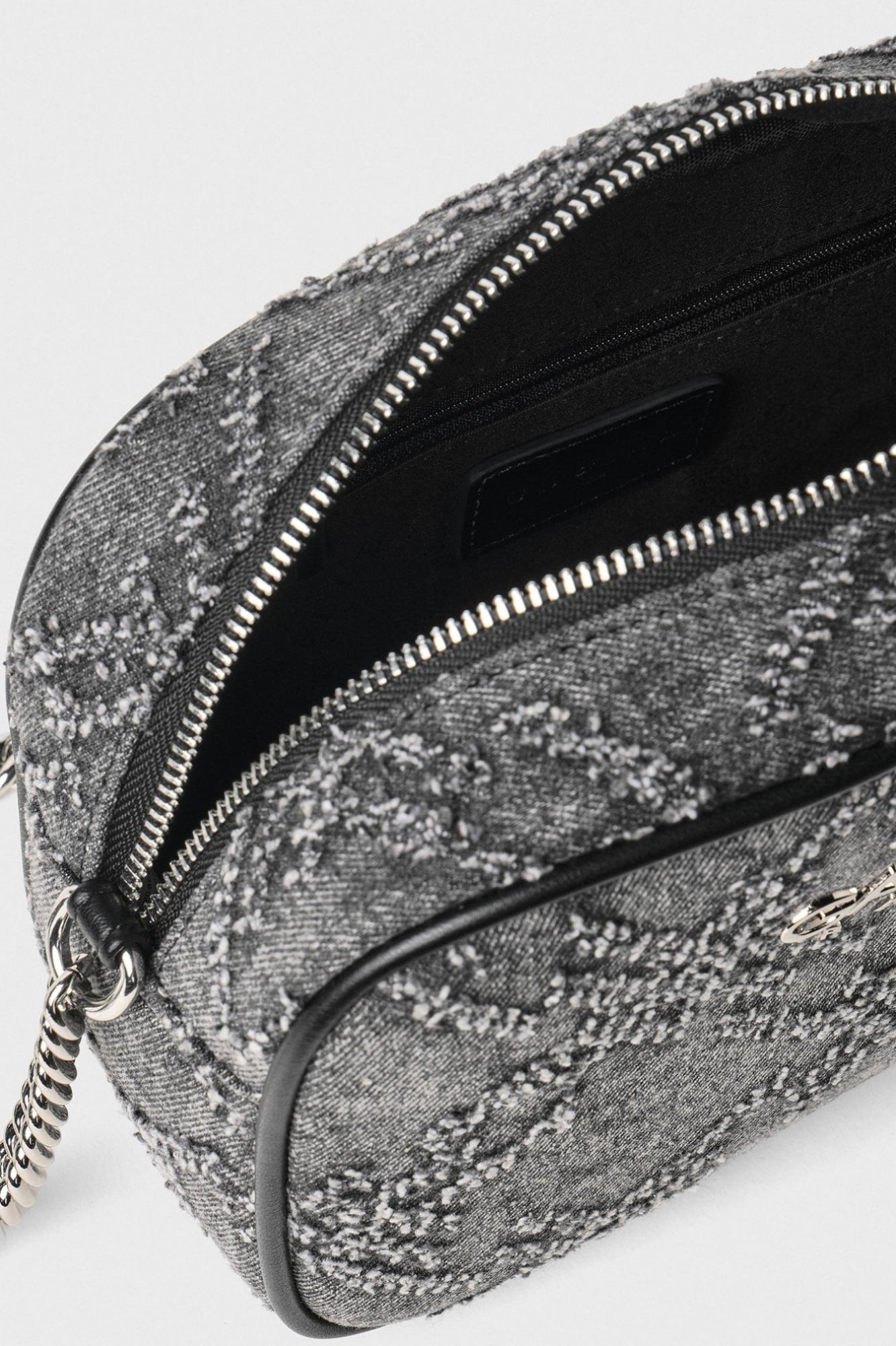 Mini Camera Bag Denim Sfrangiato Nero - Gaëlle Paris GAACW02401-MTFI0002 NE01 GAELLE