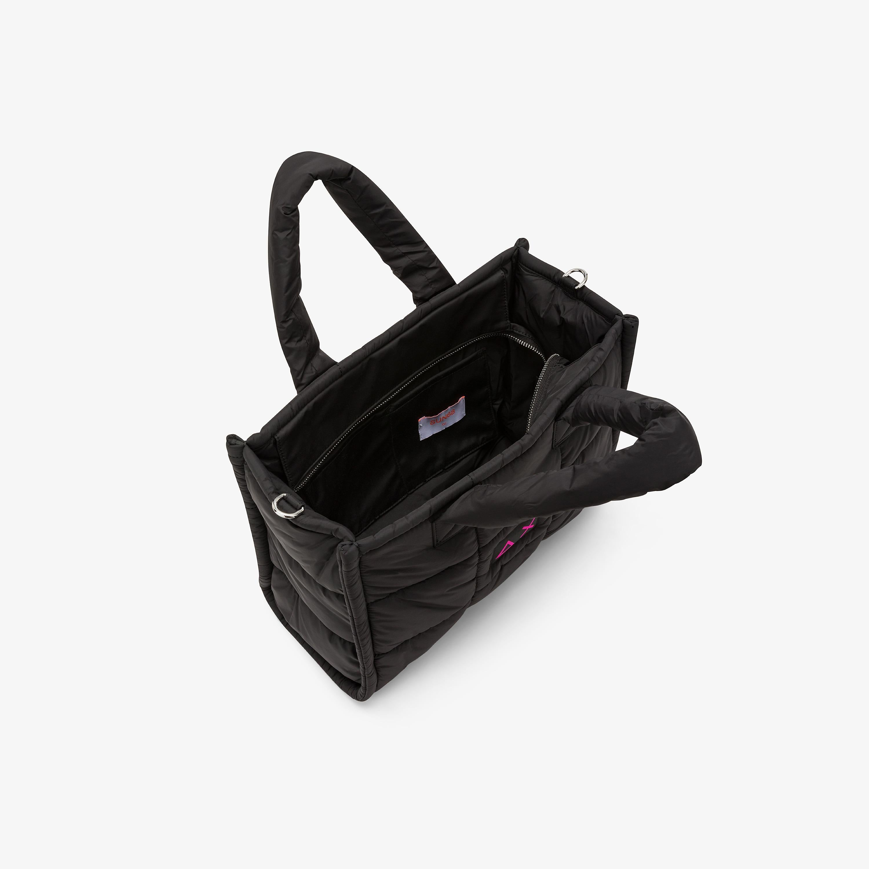 Shopping bag midi Cali in nylon trapuntato nero X45218 11 SUN 68