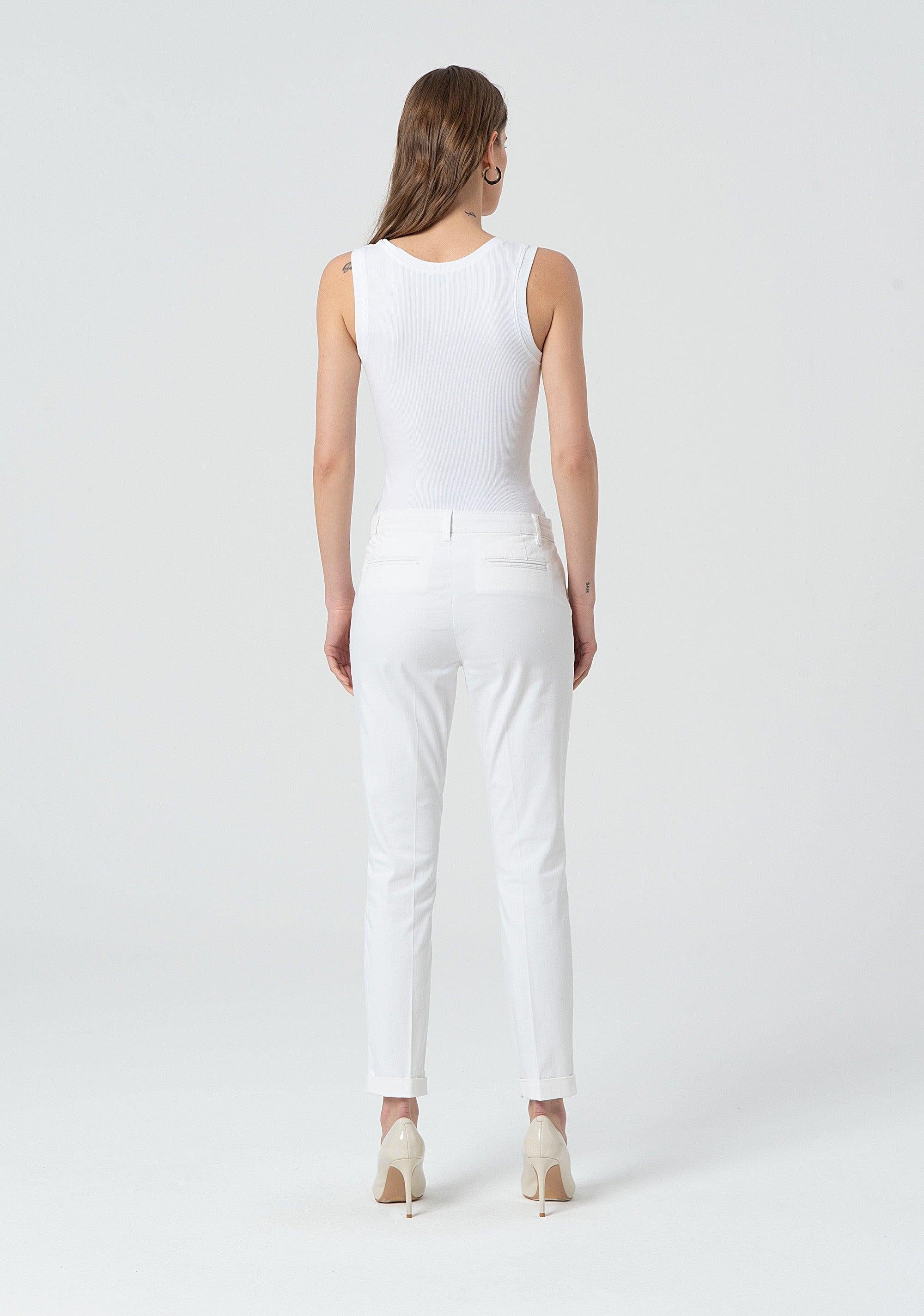 Pantalone regular in raso bianco