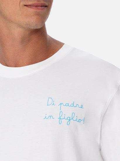 T-Shirt Man In Cotone Con Ricamo Di Padre in Figlio | EDIZIONE SPECIALE SS LAZIO TSHM001 04831H MC2 SAINT BARTH
