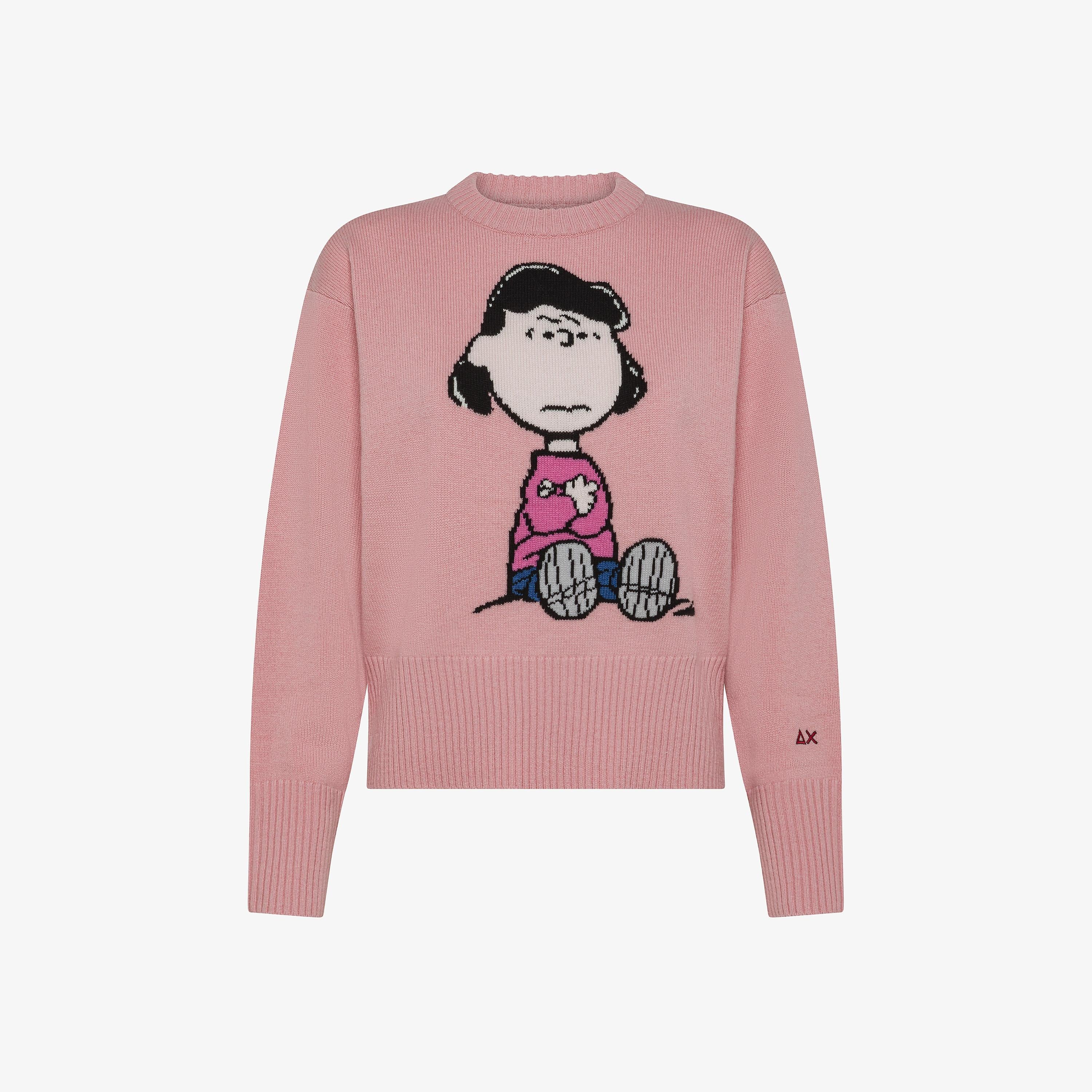 Maglia Peanuts in misto lana jacquard rosa scuro K45281 57 SUN 68