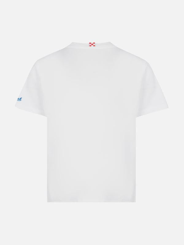 T-shirt in cotone con ricamo Surfing in St. Barth e stampa Superman TSH0001 01248H MC2 SAINT BARTH