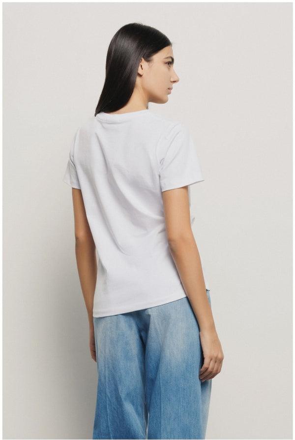 T-shirt Gaelle in jersey con ricamo bianca