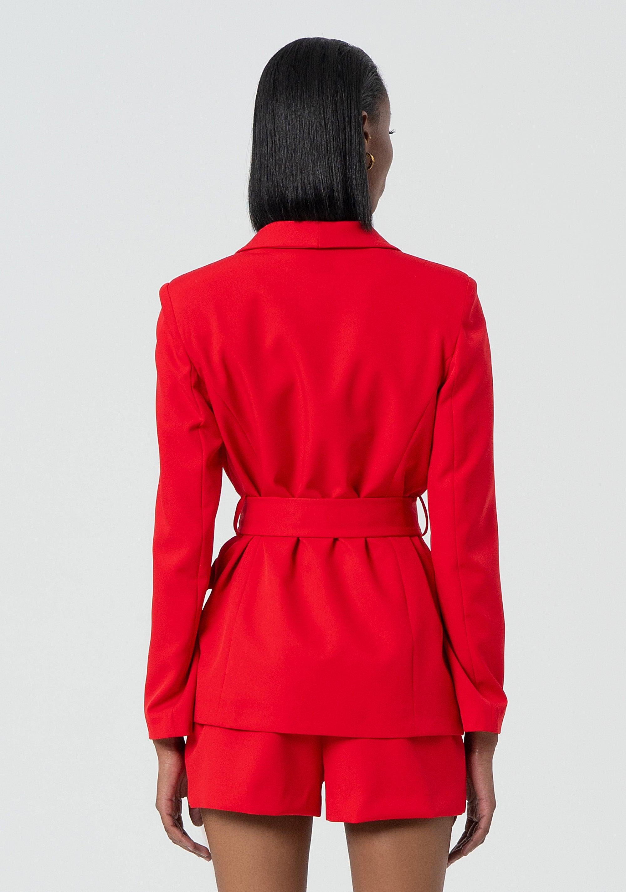 Blazer regular con fusciacca in vita red