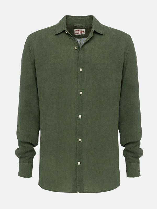 Camicia Pamplona In Lino Verde Militare PAMP001 01189H MC2 SAINT BARTH