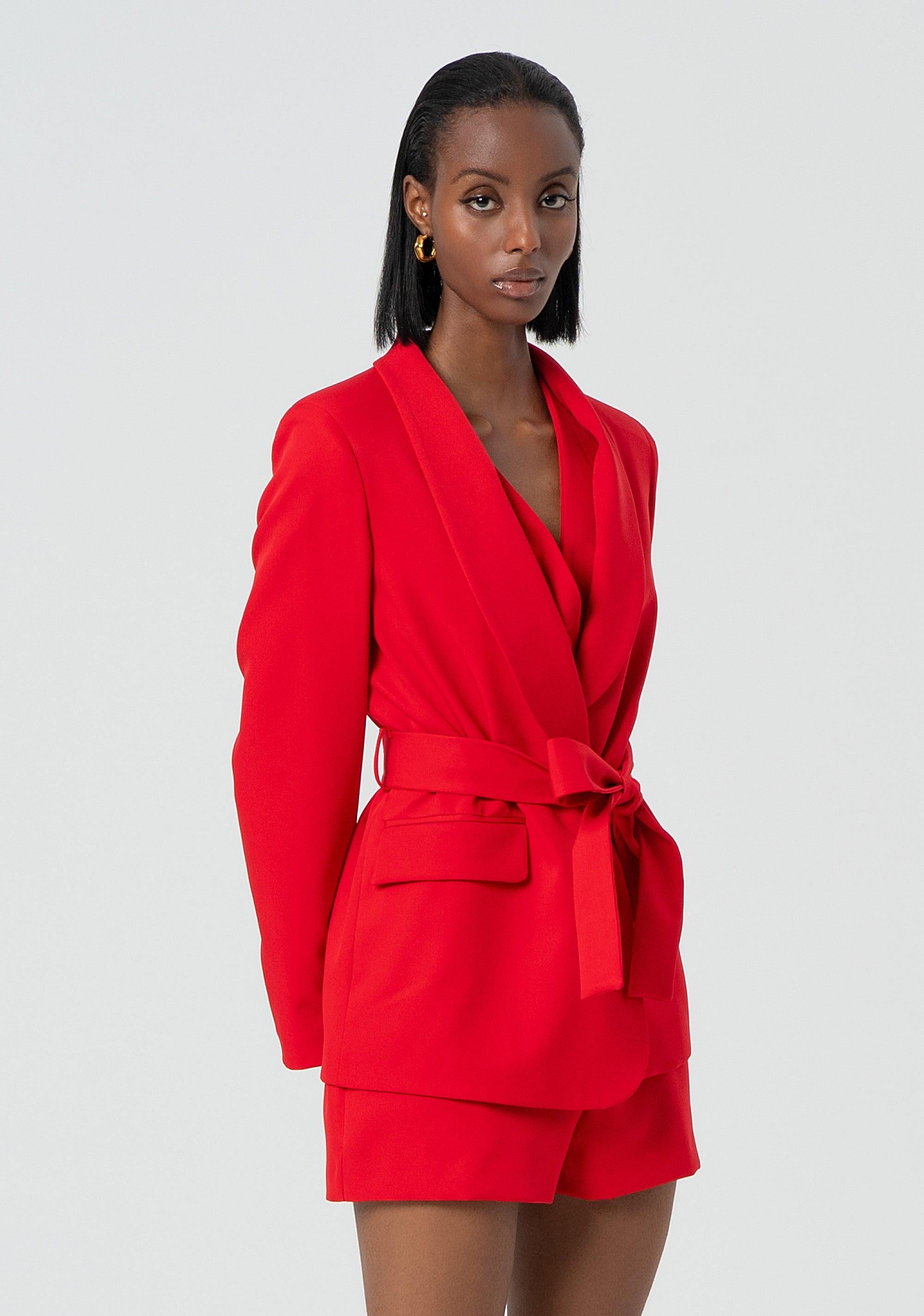 Blazer regular con fusciacca in vita red
