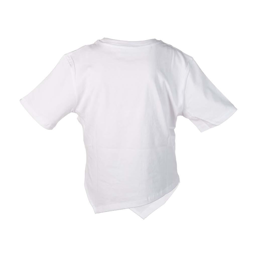 T-SHIRT ASIMMETRICA DONNA GAELLE IN JERSEY DI COTONE CON LOGO BIANCA