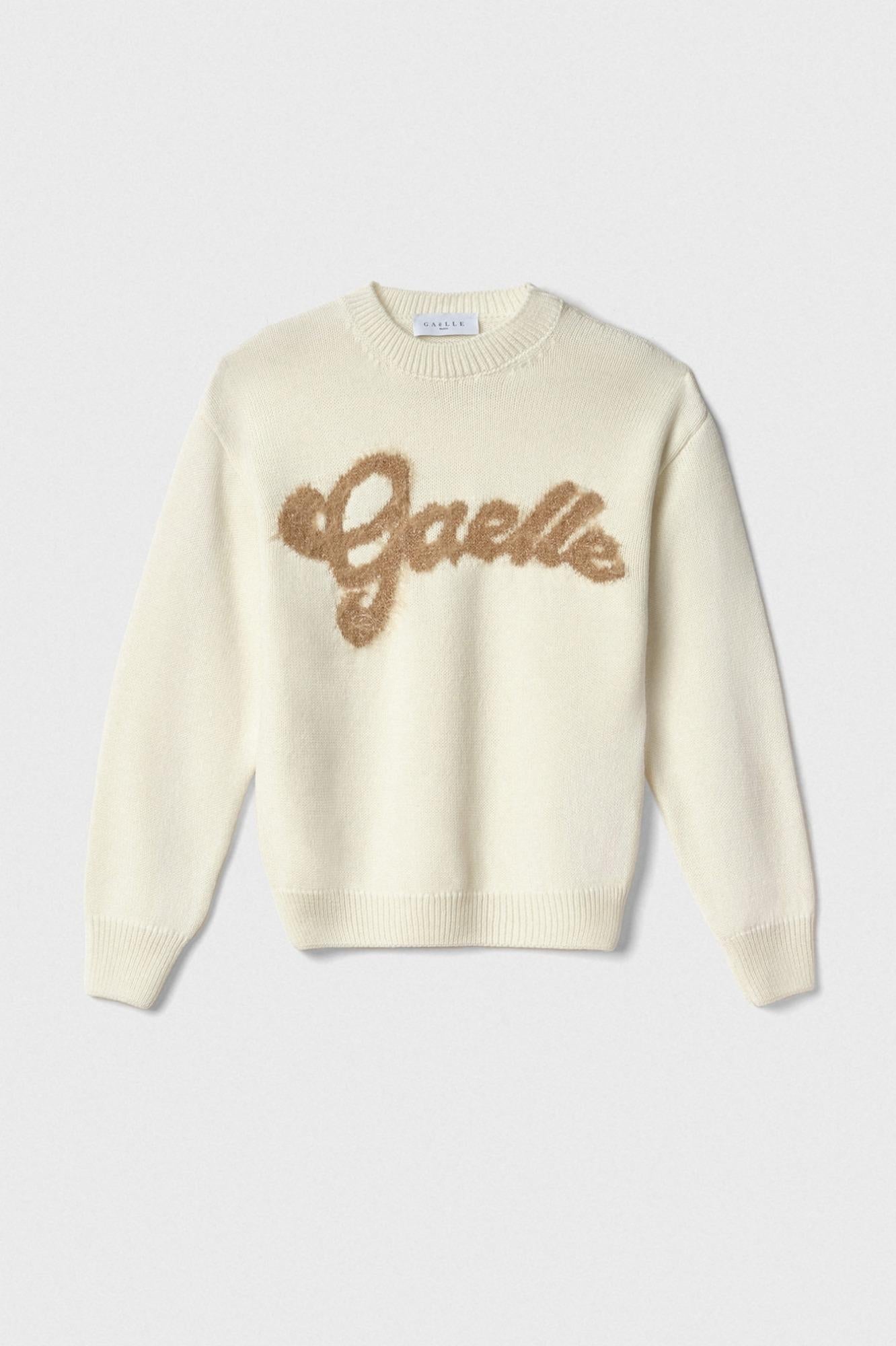 Pullover Cropped In Maglieria Con Logo Lurex Off White - Gaëlle Paris GAABW07114-MBFI0001 BI02 GAELLE