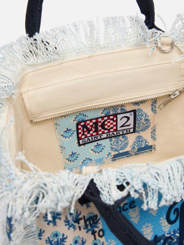 Borsa Colette in canvas di cotone con stampa patch floreale COL0001 01021H MC2 SAINT BARTH