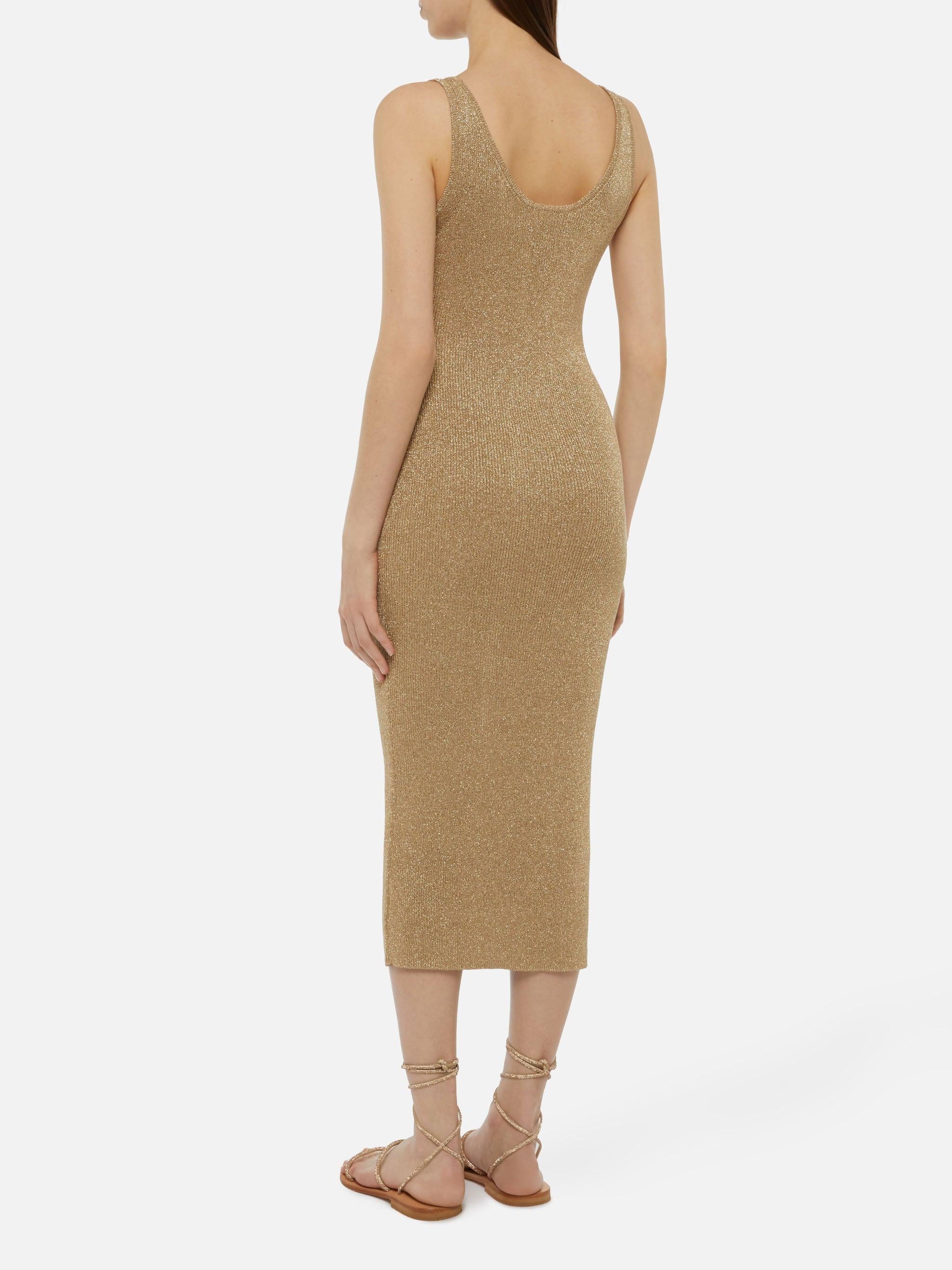 Abito maxi in lurex dorato Ronan