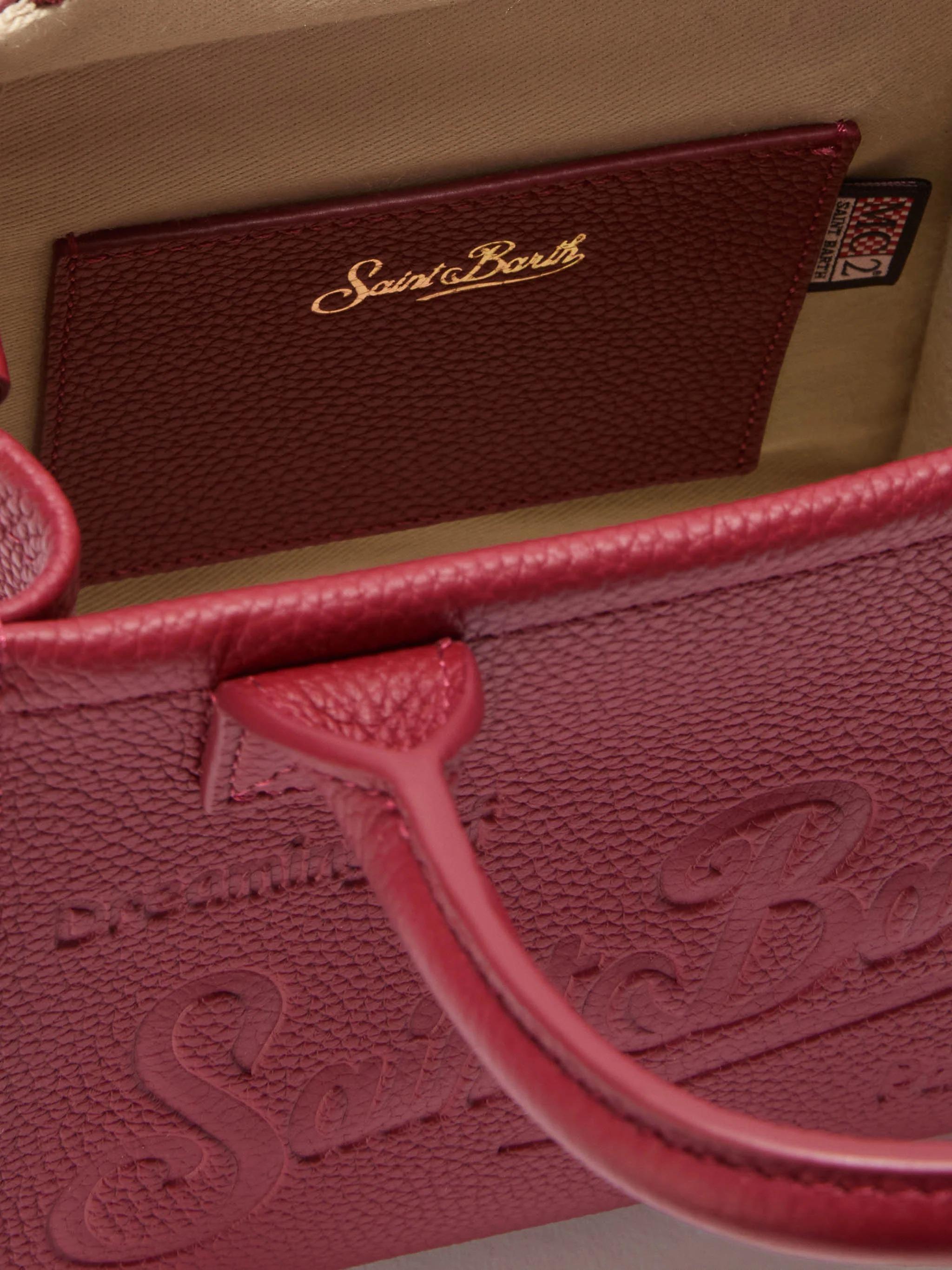 Borsa a spalla Vanity Bag Mini in pelle martellata bordeaux VANMI 00777I MC2 SAINT BARTH