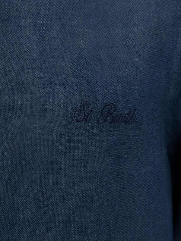 Agnes Shirt in Navy Blue Linen