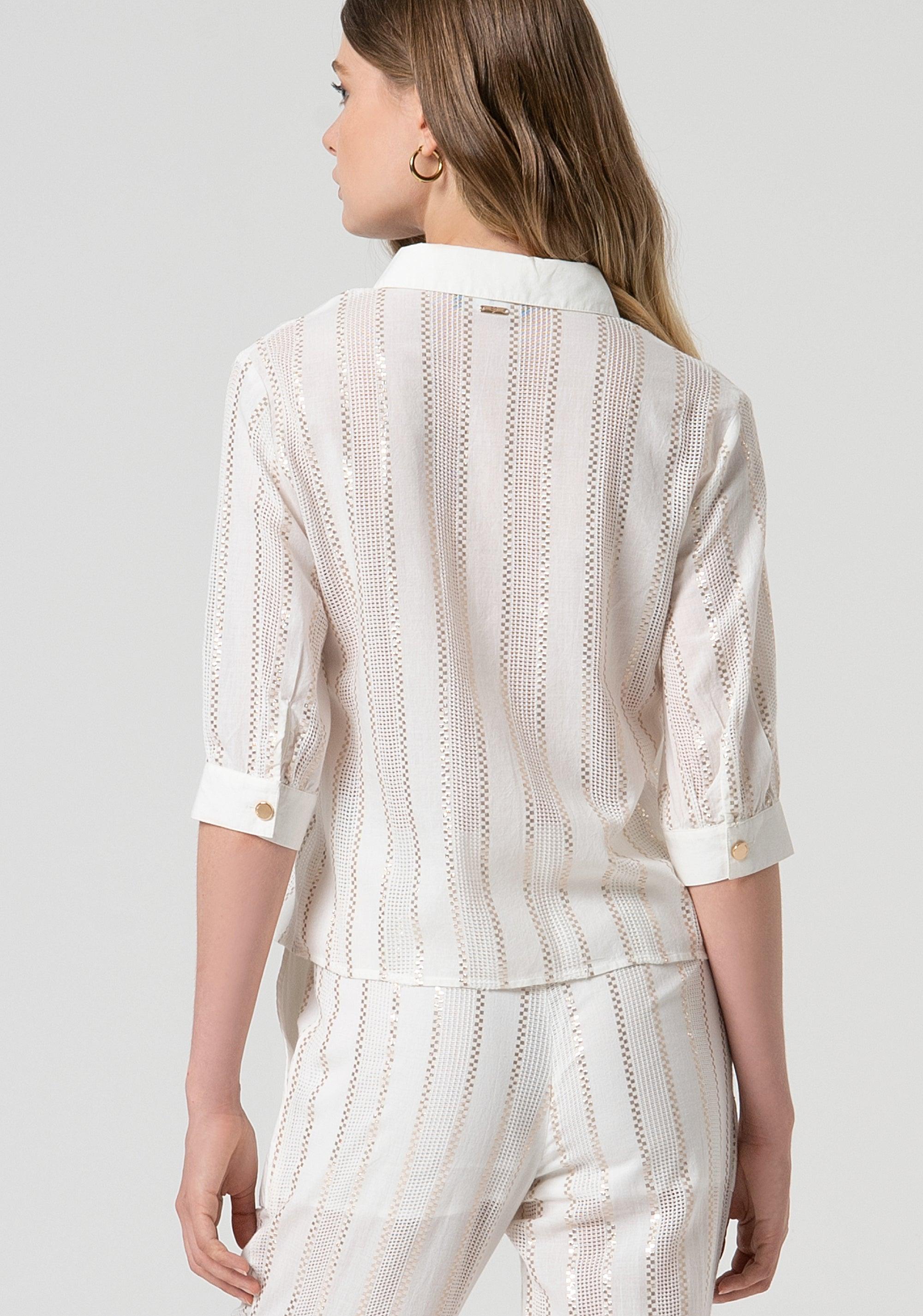 Polo regular con lurex white