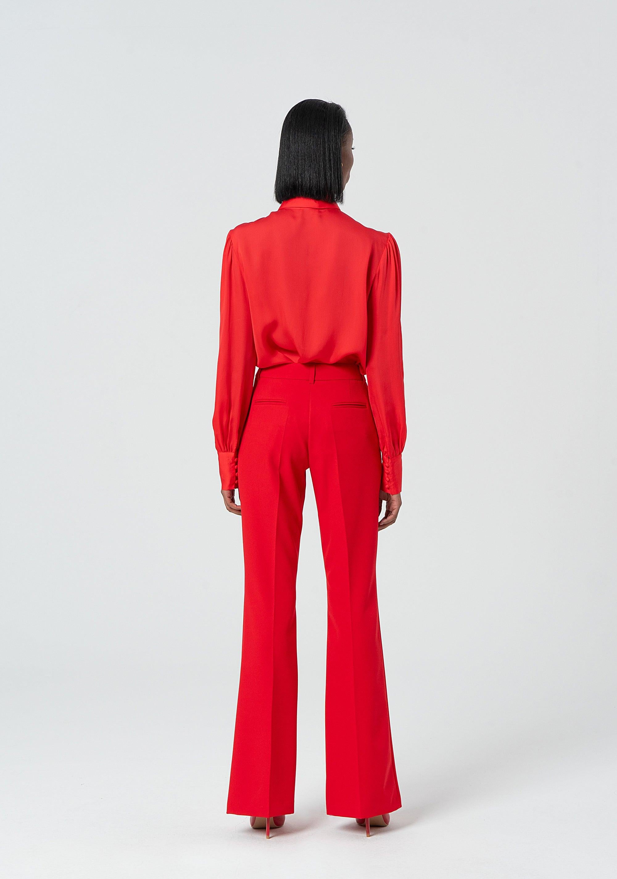 Pantalone bootcut con vita regolare red