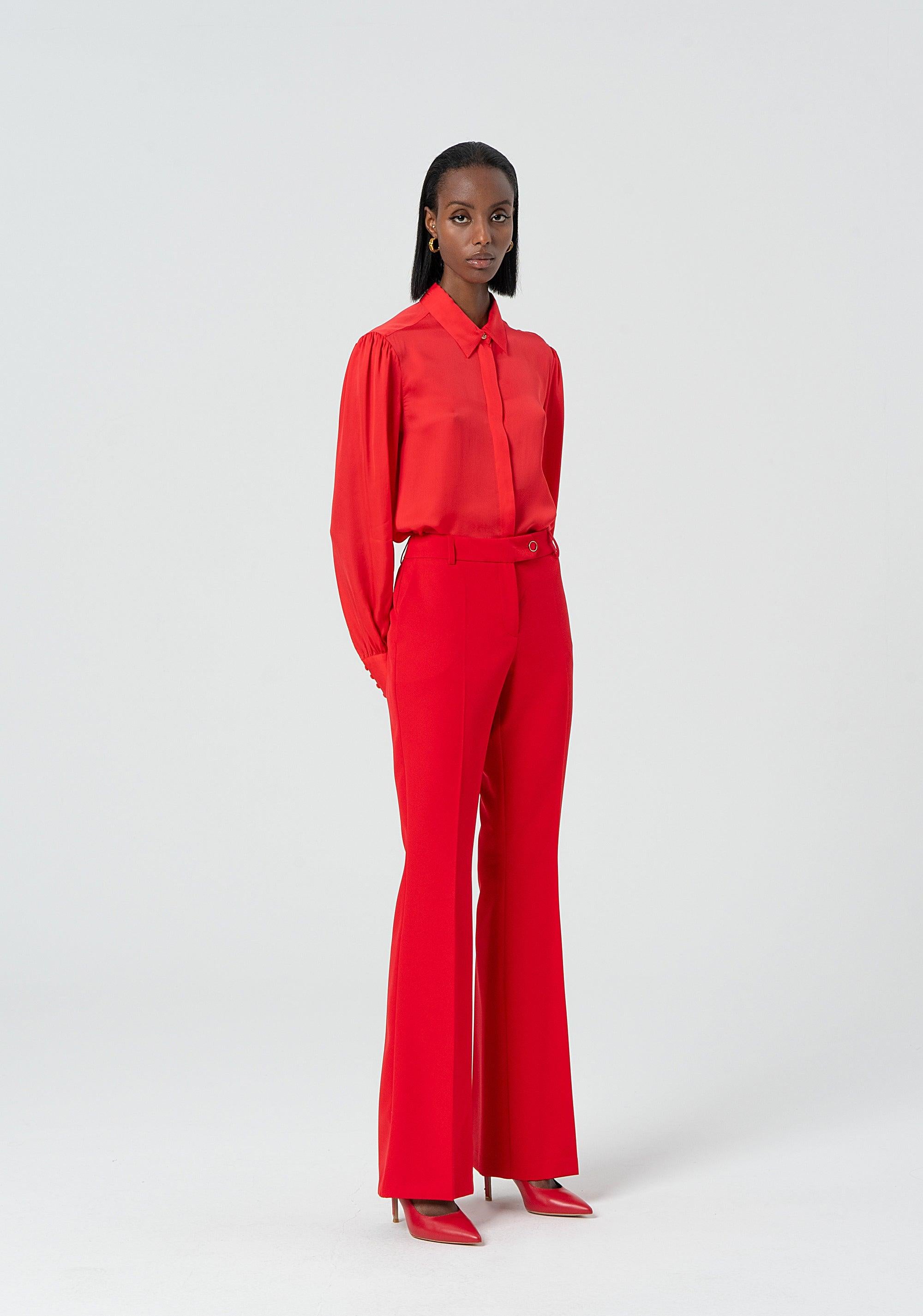 Pantalone bootcut con vita regolare red