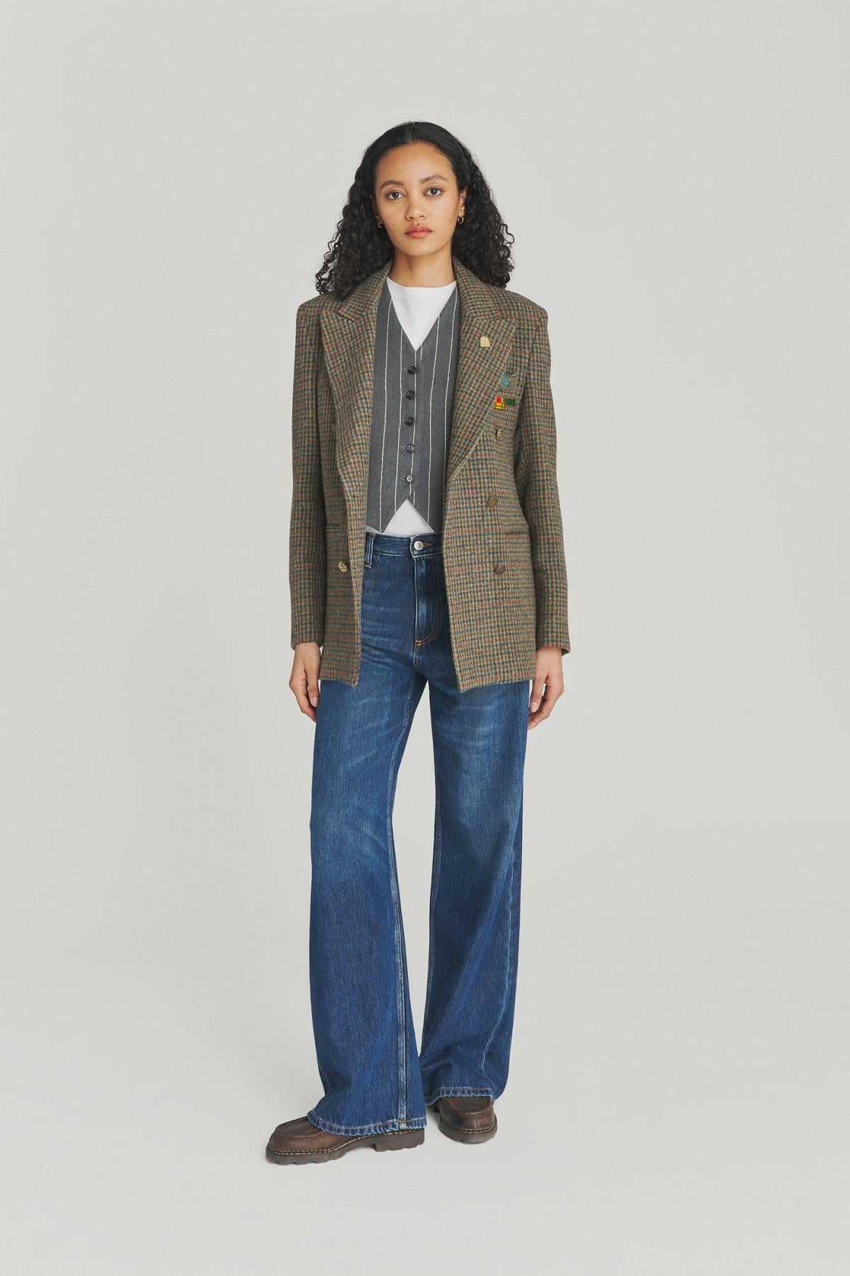 BLAZER DOPPIOPETTO IN LANA PIED DE POULE RND391CN58XXXX RUSTIC/GREEN ROY ROGER'S