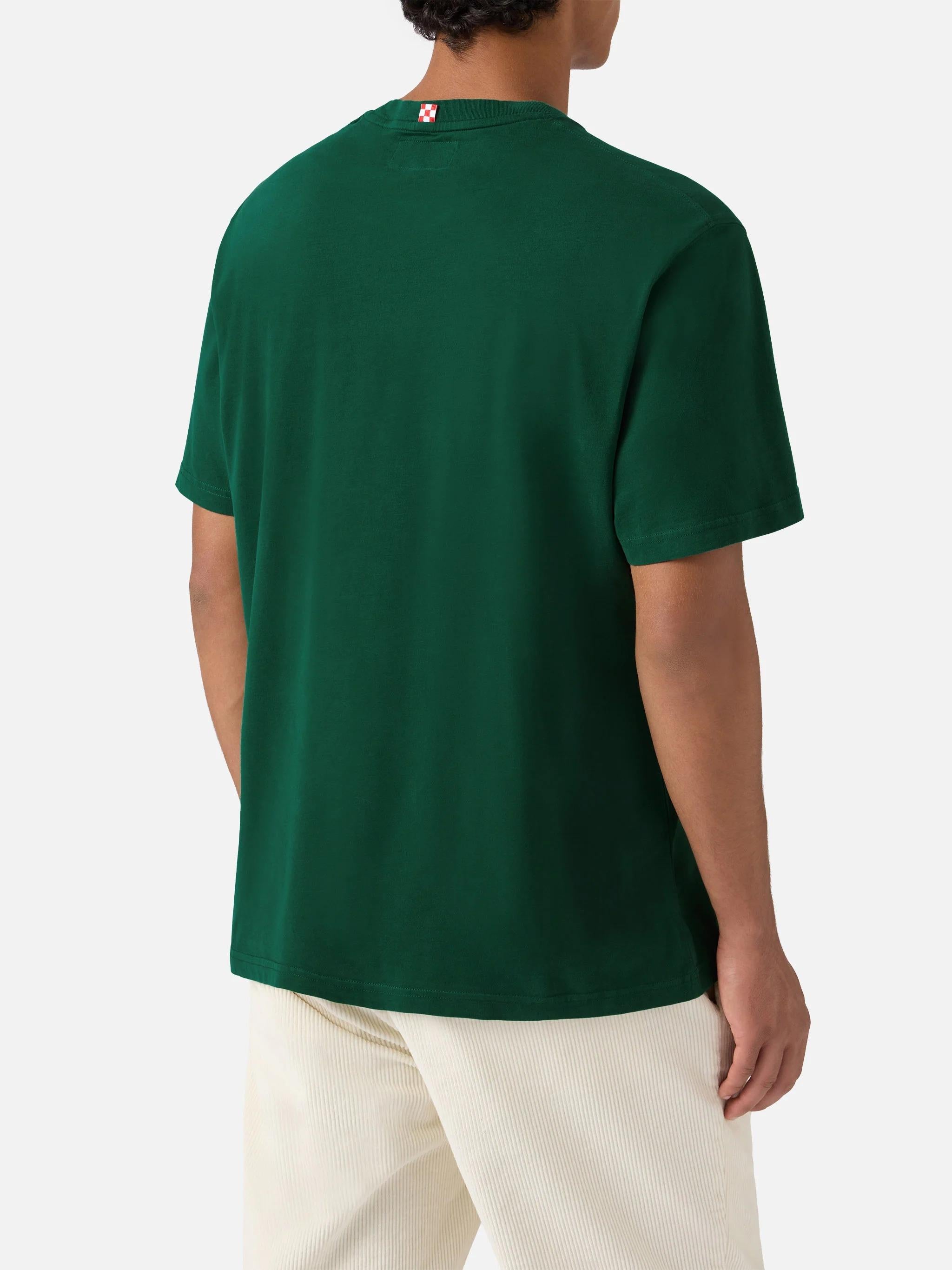 T-shirt Arnott warm touch in cotone verde con ricamo Rotolando verso valle ARN0004 03256I MC2 SAINT BARTH