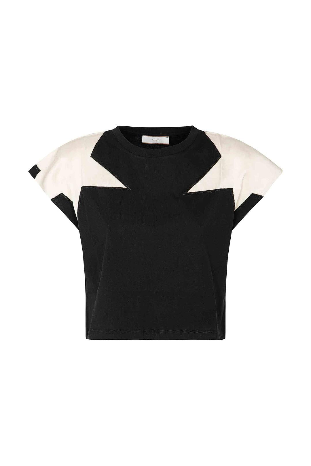 T-shirt AKEP con ricamo sulle spalle nera