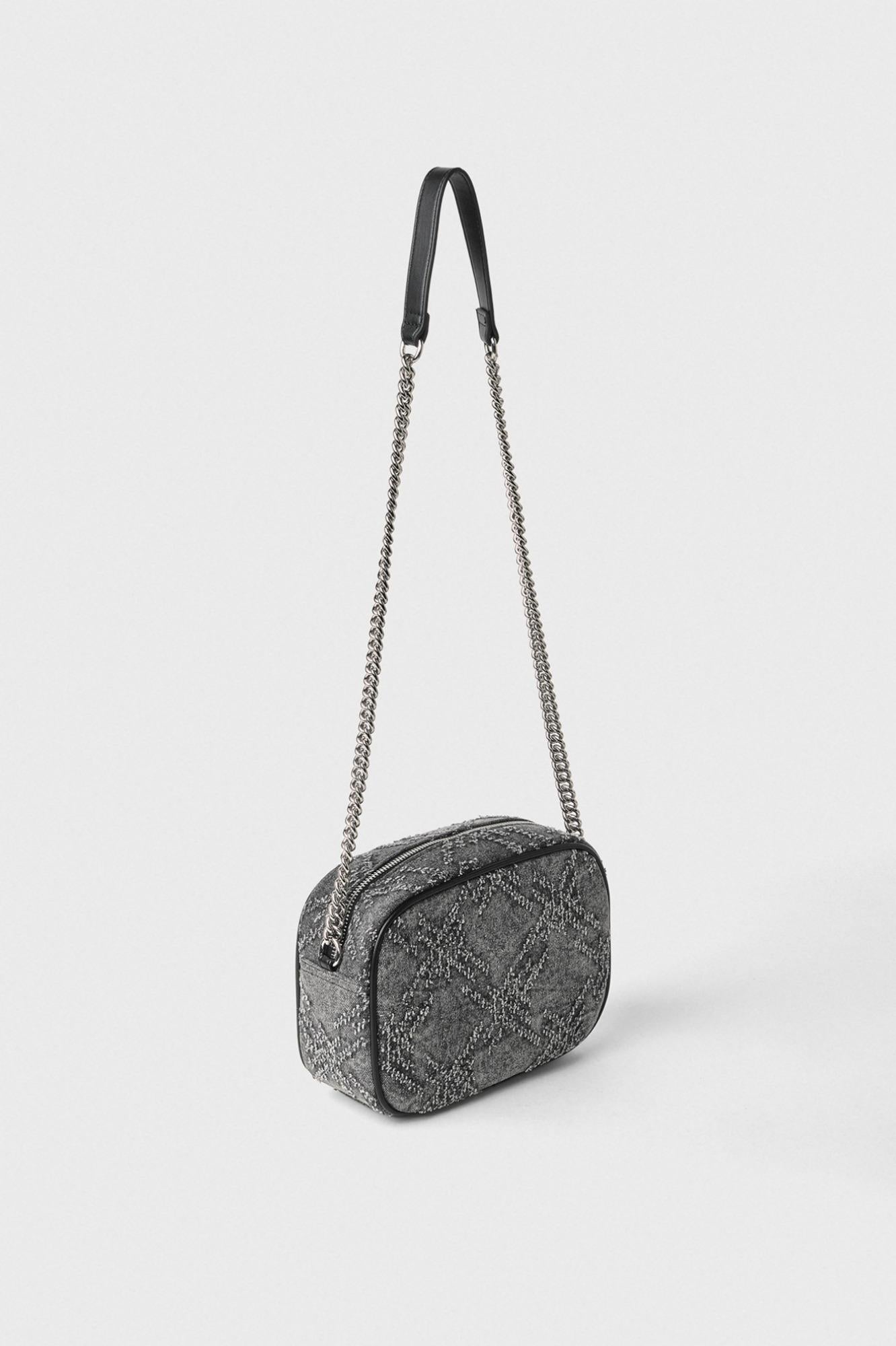 Mini Camera Bag Denim Sfrangiato Nero - Gaëlle Paris GAACW02401-MTFI0002 NE01 GAELLE