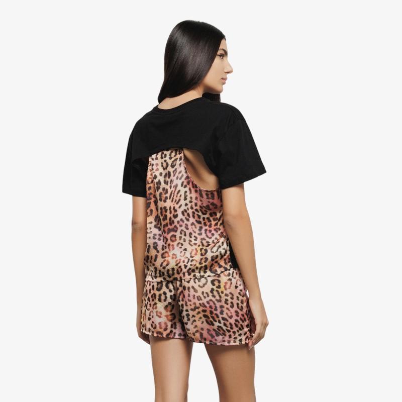 Tshirt Gaelle Nera con apertura sul retro animalier