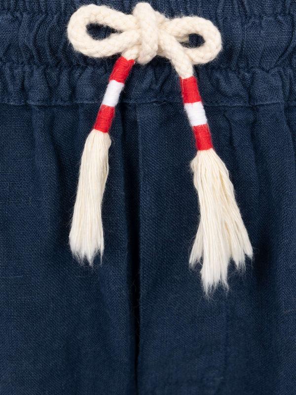 Marseille Jr Bermuda shorts in navy blue linen