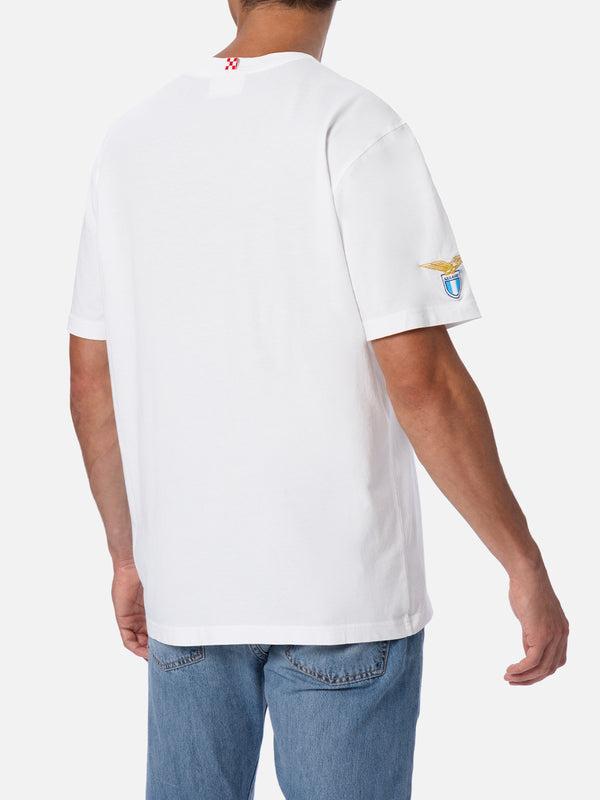 T-Shirt Man In Cotone Con Ricamo Di Padre in Figlio | EDIZIONE SPECIALE SS LAZIO TSHM001 04831H MC2 SAINT BARTH