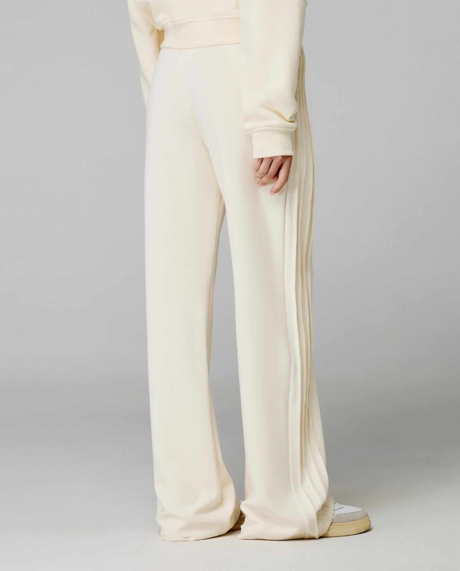 Pantalone Dritto In Viscosa Con Nervature Laterali Bianco Burro HMABW01995-MTFI0001 BI04 HINNOMINATE
