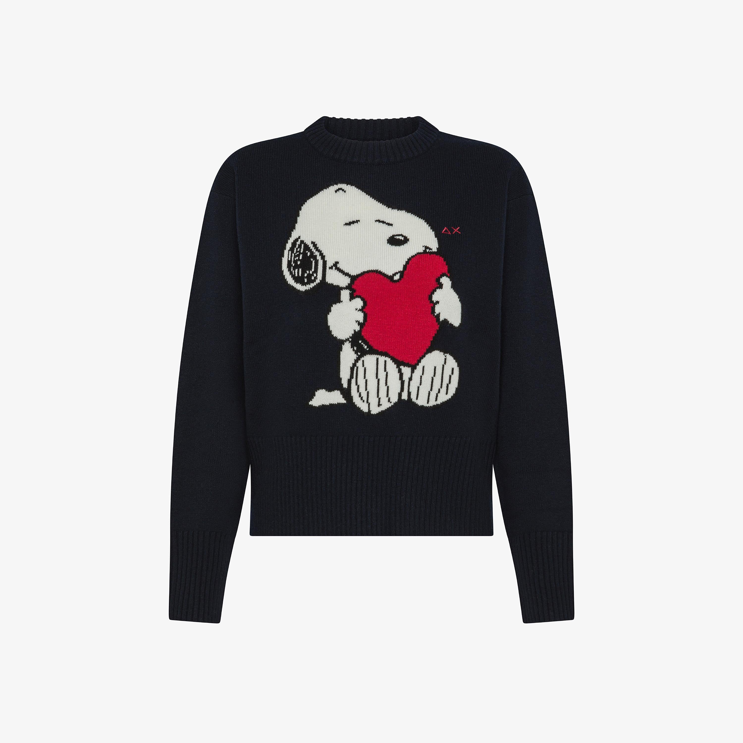 Maglia Peanuts in misto lana jacquard marrone navy blue K45281 07 SUN 68