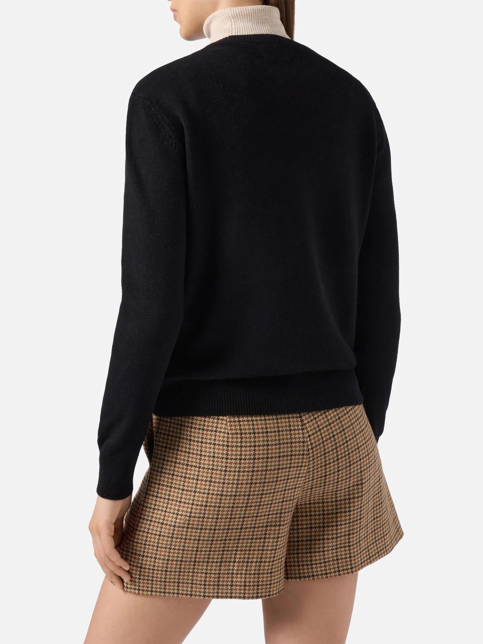 Maglione New Queen in misto cashmere nero con jacquard Vacanze di Natale | VACANZE DI NATALE SPECIAL EDITION QUE0010 00432I MC2 SAINT BARTH