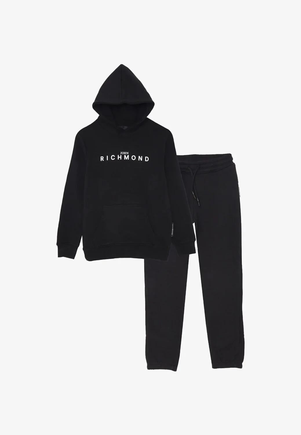 John Richmond tuta bambino nera cotone inverno con cappuccio RBA25007CF BLACK Richmond kids