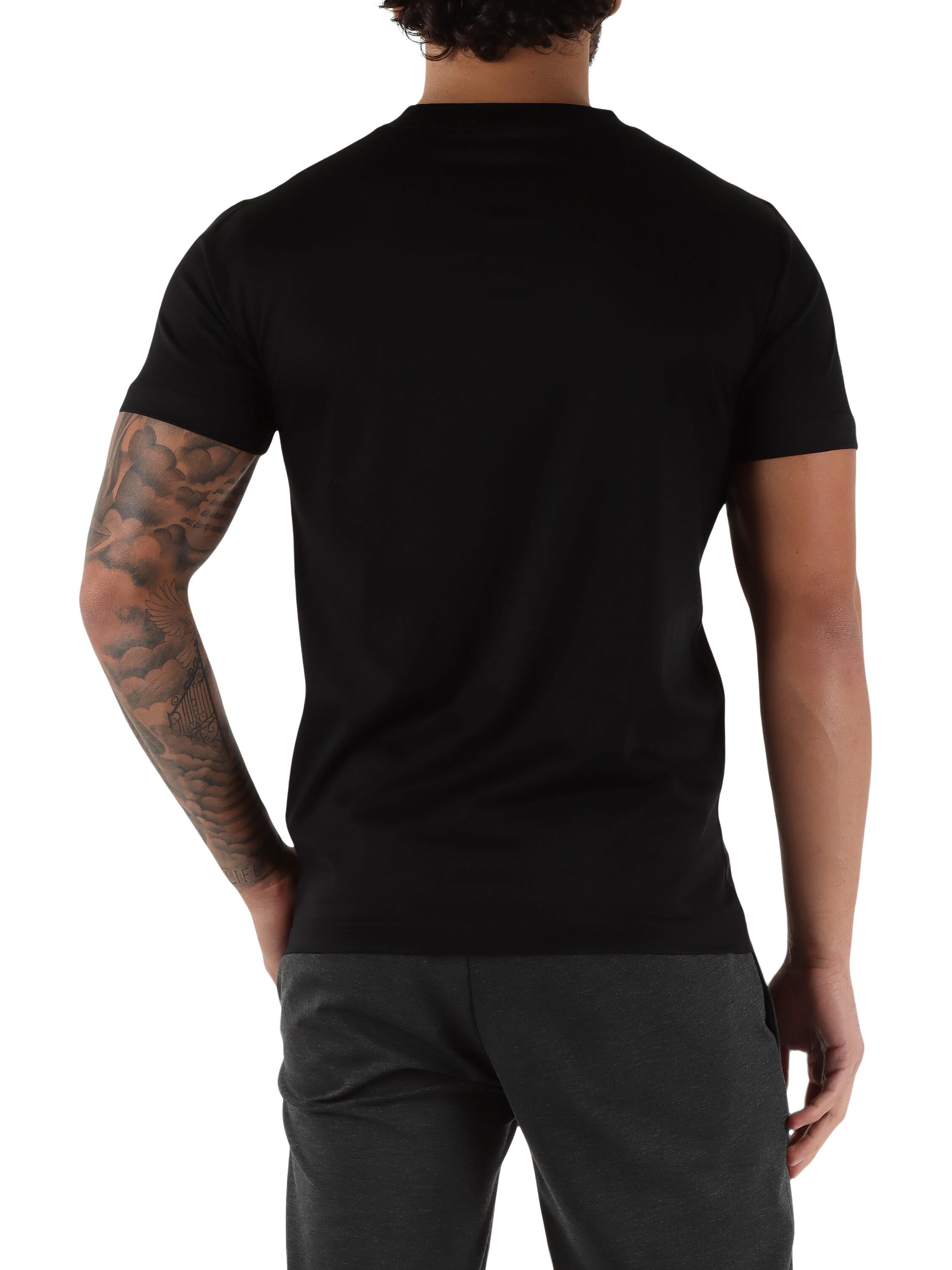 DANIELE ALESSANDRINI<BR/>T-shirt in cotone e modal con scritta logo NERA DA1FW26T013 101 DANIELE ALESSANDRINI