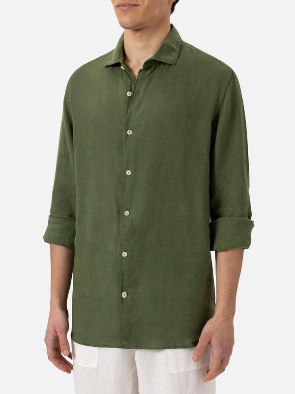 Camicia Pamplona In Lino Verde Militare PAMP001 01189H MC2 SAINT BARTH