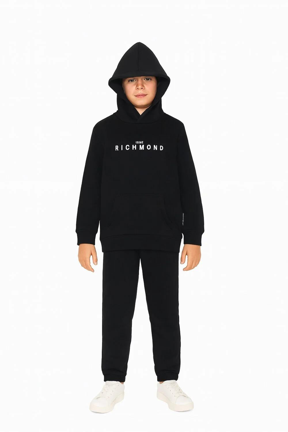 John Richmond tuta bambino nera cotone inverno con cappuccio RBA25007CF BLACK Richmond kids