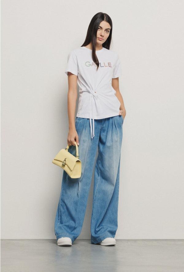 T-shirt Gaelle in jersey con ricamo bianca