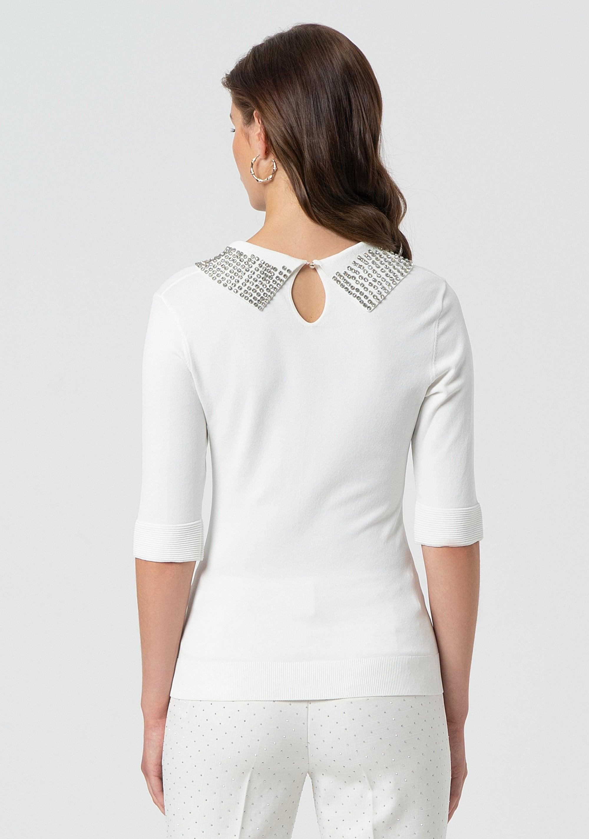 Polo aderente in maglia crema