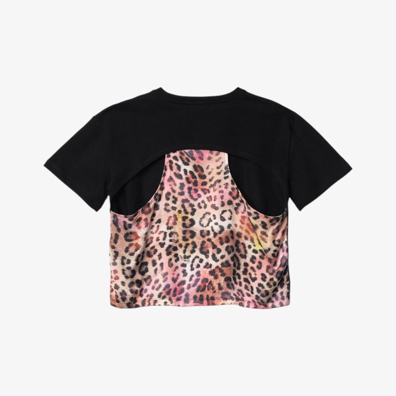 Tshirt Gaelle Nera con apertura sul retro animalier