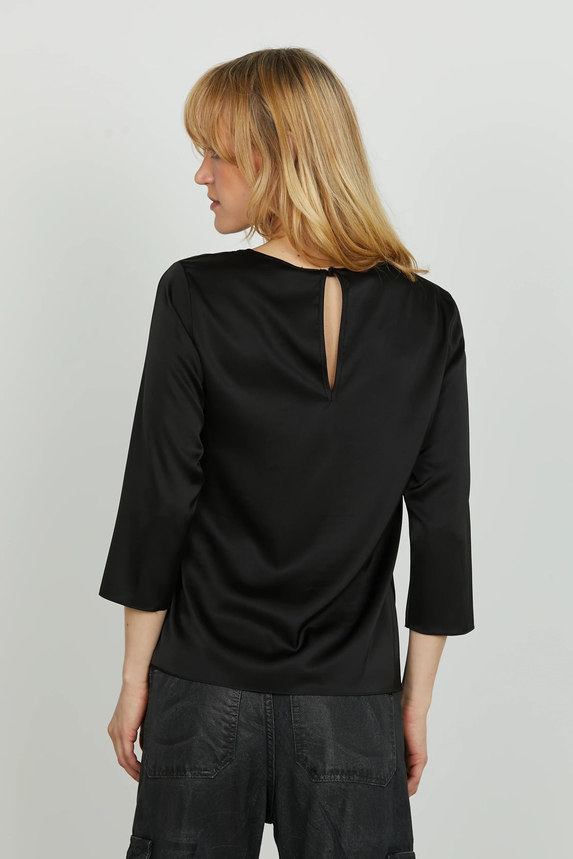 Relish Blusa FUI m.3/4 girocollo con applicazione strass più goccia schiena black RDA2503006014 BLACK RELISH