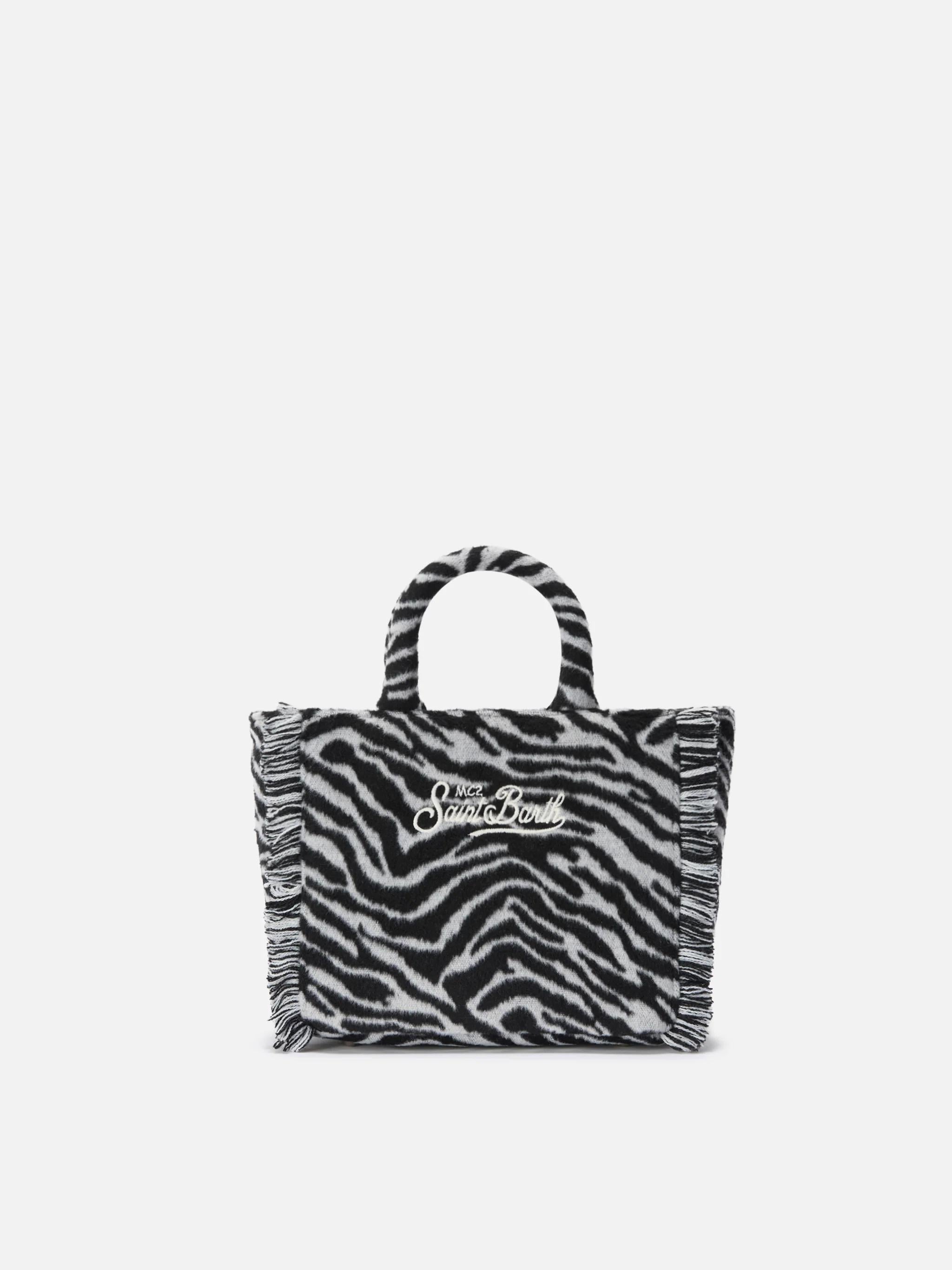 Borsa a mano Vanity Mini Felt in misto lana zebrata VAMI024 00269I MC2 SAINT BARTH