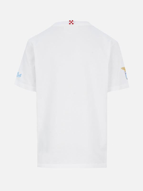 T-shirt in cotone con ricamo Di Padre in Figlio | SS LAZIO SPECIAL EDITION TSH0001 04831H MC2 SAINT BARTH