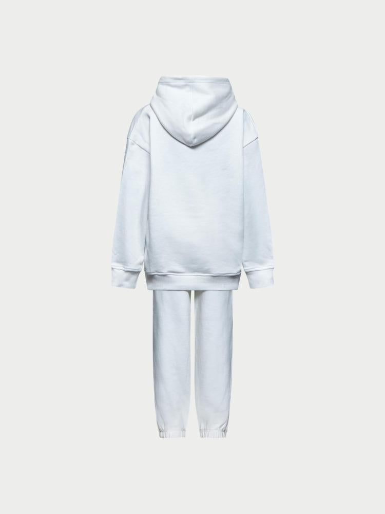 John Richmond tuta kids junior con cappuccio in cotone bianco stampa logo RBA25007CF OFF WHITE Richmond kids