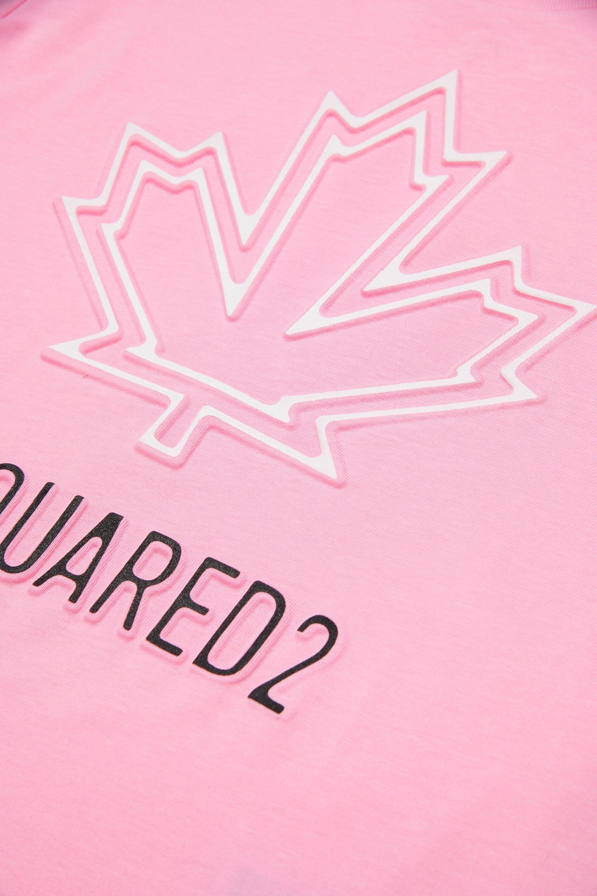 Dsquared2 T-Shirt Slouch Fit con Maple Leaf outline Rosa