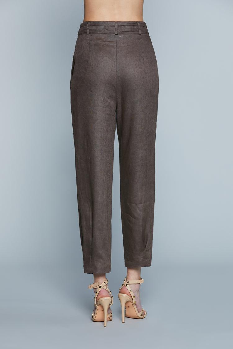 Pantalone ZOMBIA V.Alta con Cinturino Doppio più Ts Francesi più Piega Baciata F.Do Marrone