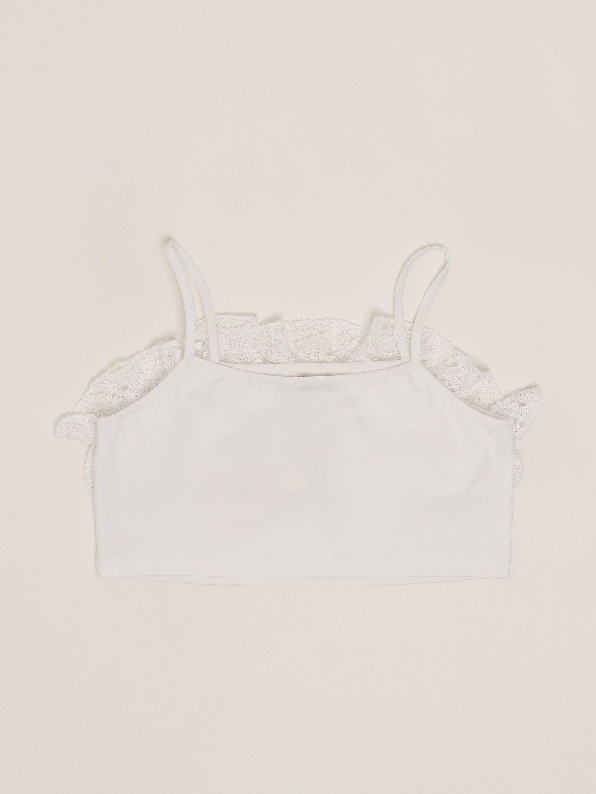 Top Twinset cropped con pizzo macramè ice