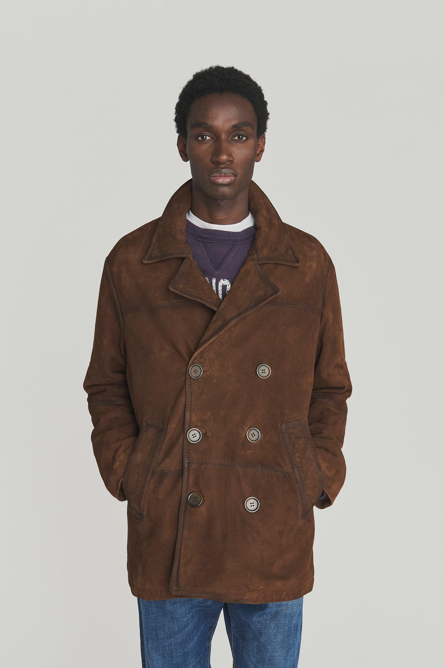 Roy Roger's peacoat suede vintage wash TOBACCO RRU248CK45XXXX C0008 ROY ROGER'S